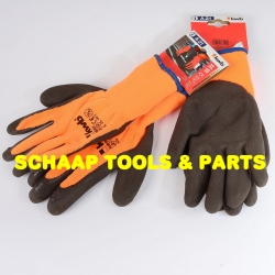 Werkhandschoen gebreid met latex coating oranje/zwart maat XL bestratingswerk | 9375-40